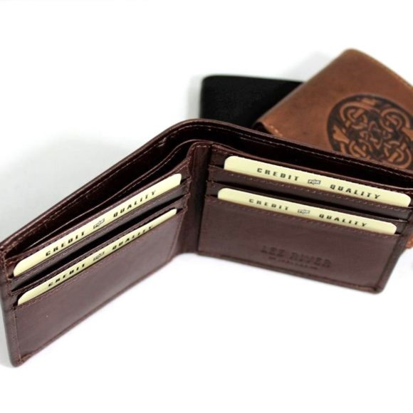 New Made in Ireland Celtic Hound Dog Genuine Leather Wallet Mens - Picture 3 of 9